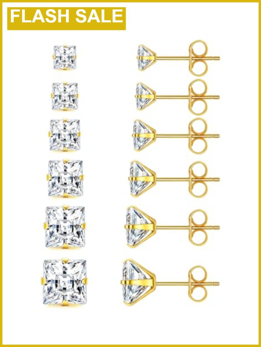 Hypoallergenic Surgical Steel Square Pearl Ball CZ Flat Back Stud Earrings 20G